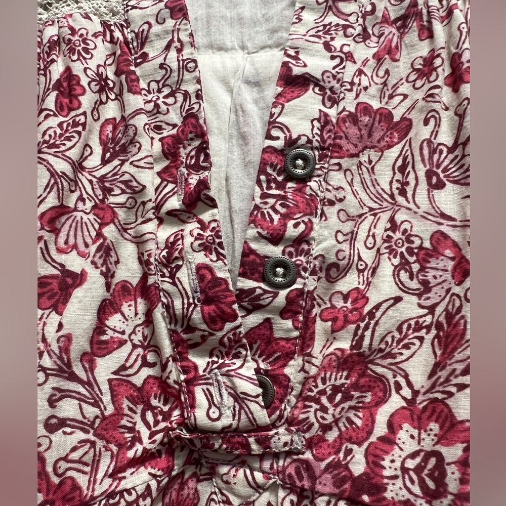 Anthropologie Red Cream Floral Georgina Dress by Maeve XS - Picture 11 of 16